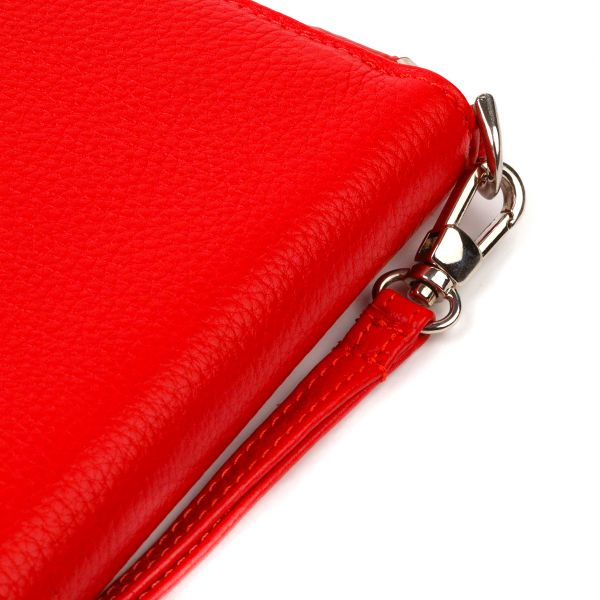 Canpellini 21619 bright genuine leather clutch purse for women red