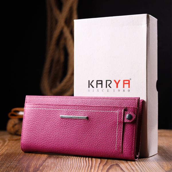 Яскравий жіночий горизонтальний гаманець із натуральної шкіри KARYA 21096 фіолетовий