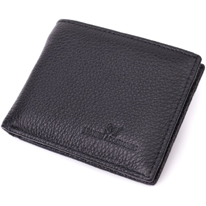 Якісний затиск із натуральної шкіри ST Leather 22472 чорний