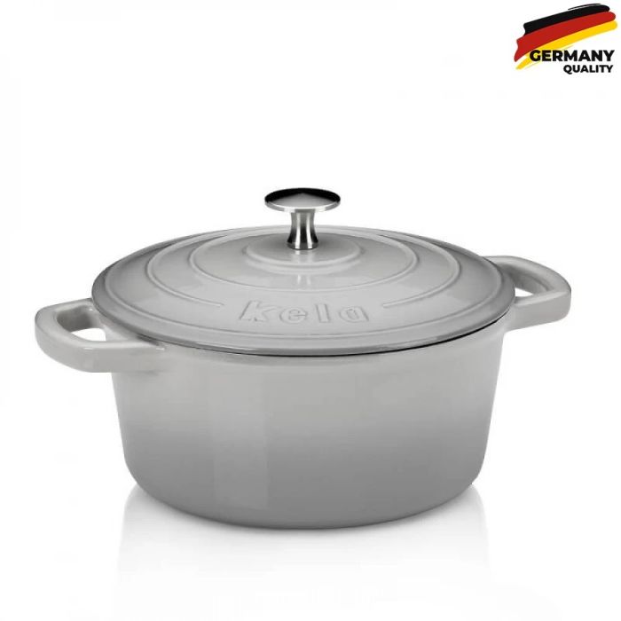 Каструля чавунна з кришкою KELA Calido 21 см 2,5 л (12605) сіра