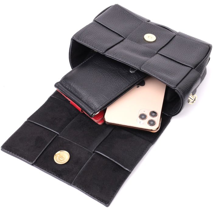 Класична вечірня сумка для жінок з палітурками з натуральної шкіри Vintage 22313 чорна