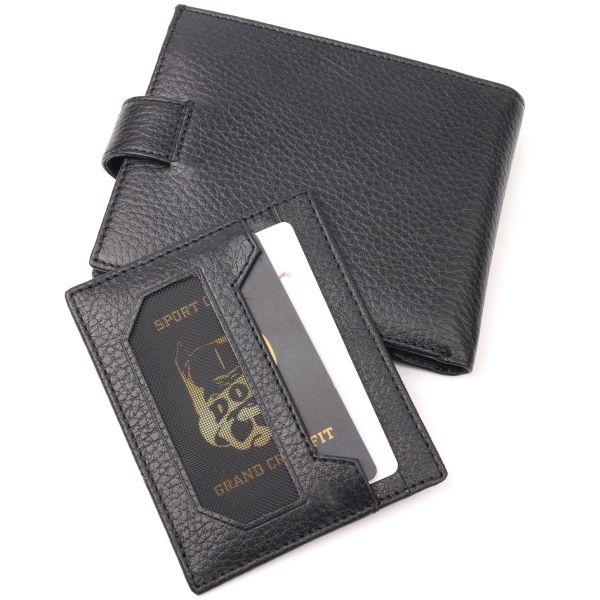 Класичний чоловічий гаманець із натуральної шкіри KARYA 21066 чорний