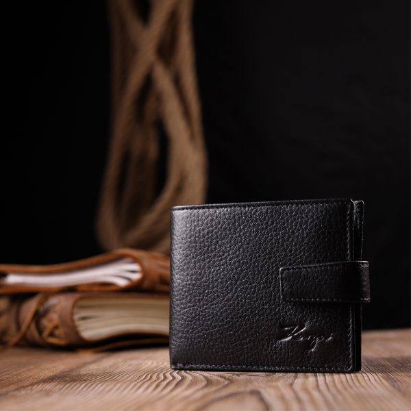 Класичний чоловічий гаманець з натуральної шкіри KARYA 21205 чорний