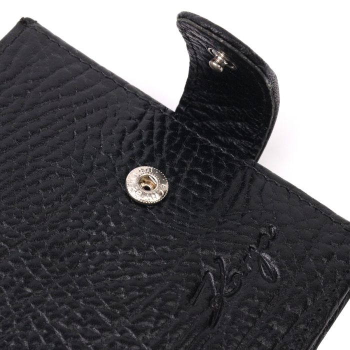 Класичний чоловічий гаманець з хлястиком із натуральної шкіри KARYA 21079 чорний