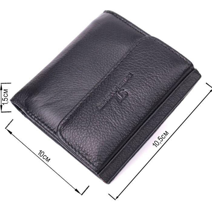 Компактный женский кошелек с монетницей снаружи из натуральной кожи ST Leather 22542 черный