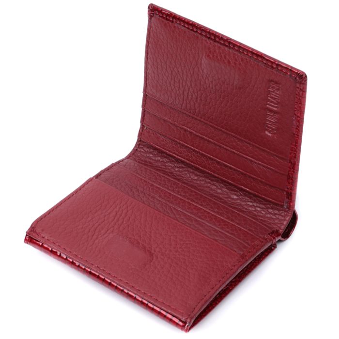 Компактний гаманець для жінок з натуральної шкіри лакованої ST Leather 22687 червоний