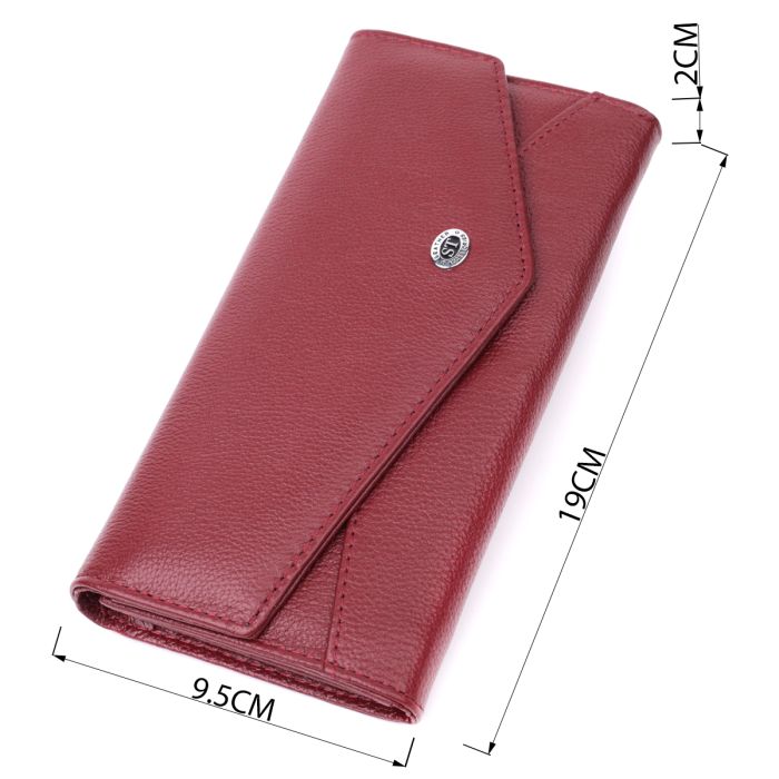 Кошелек для женщин из натуральной кожи с геометрическим клапаном ST Leather 22547 бордовый
