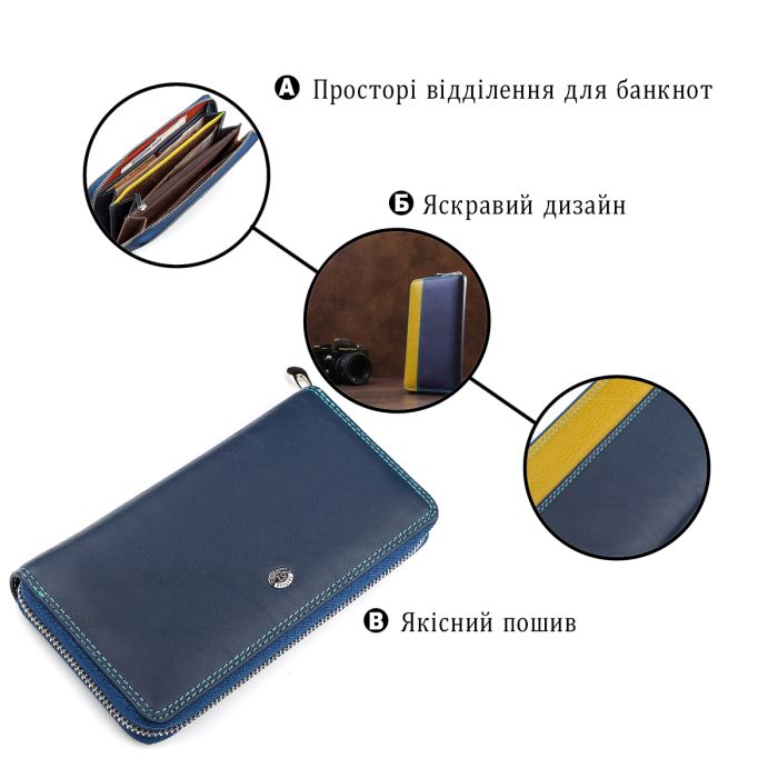 Кошелек женский ST Leather 18375 (SB71) на молнии синий