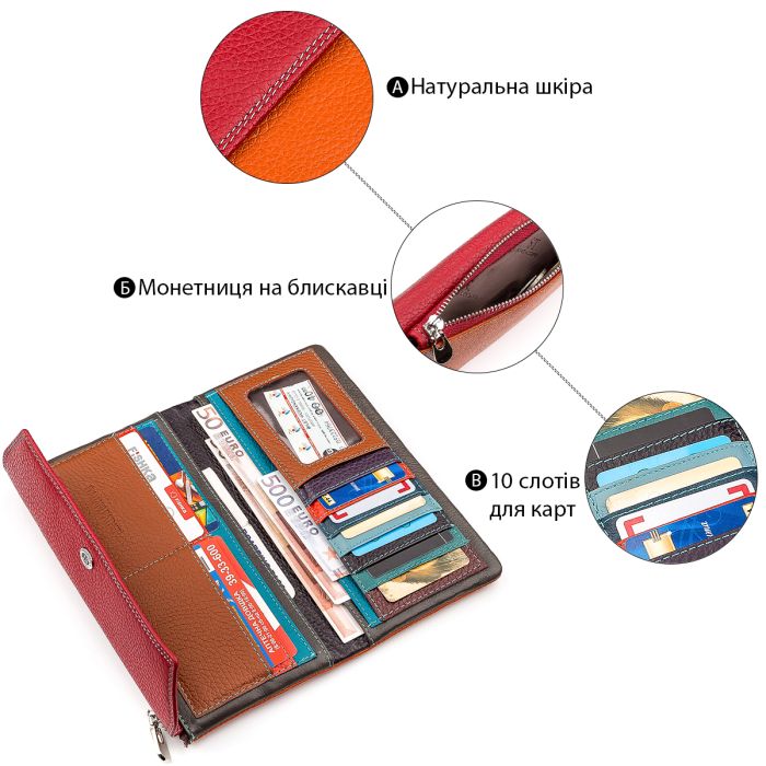 Кошелек женский ST Leather 18406 (SB42-2) многофункциональный красный