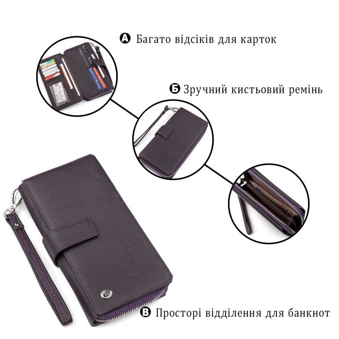 Гаманець жіночий ST Leather 18455 (ST228) зручний фіолетовий