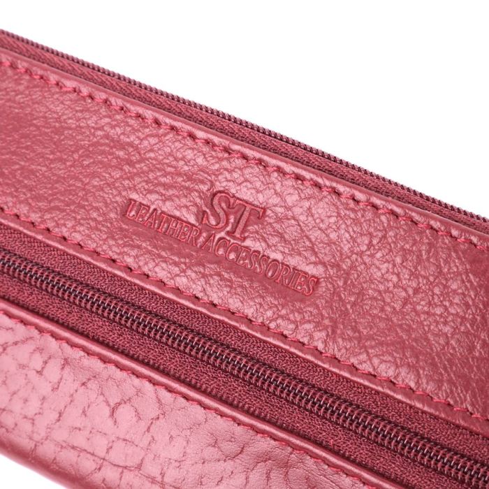 Кожаная ключница на молнии ST Leather 22558 бордовая