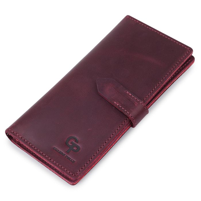 Кожаное женское матовое портмоне Grande Pelle 11561 бордовый.