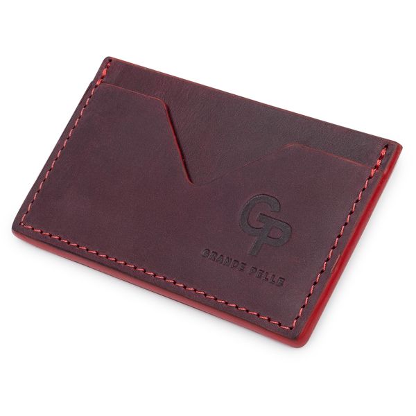 Шкіряний жіночий картхолдер Grande Pelle 11527 бордовий