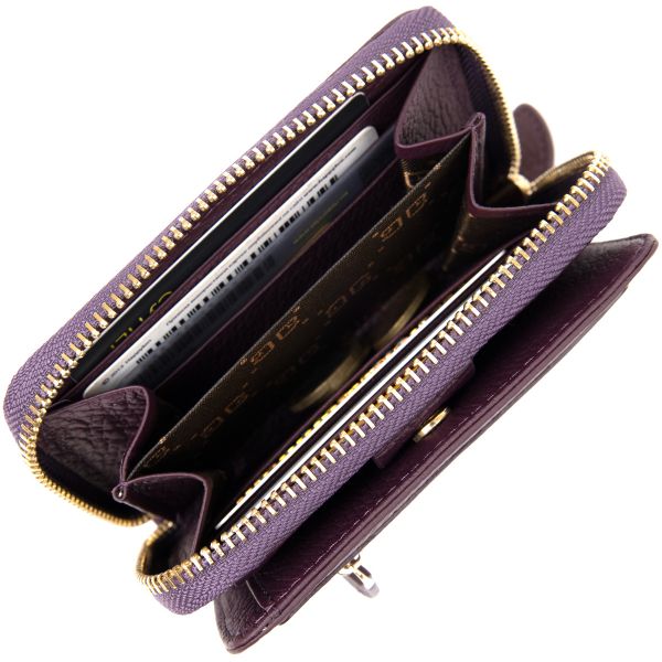 Шкіряний жіночий гаманець Guxilai 19396 фіолетовий