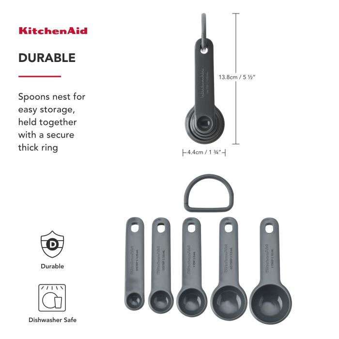 Набір мірних ложок KitchenAid Coreline, 5 шт, сірий (KQG057OHCGG)