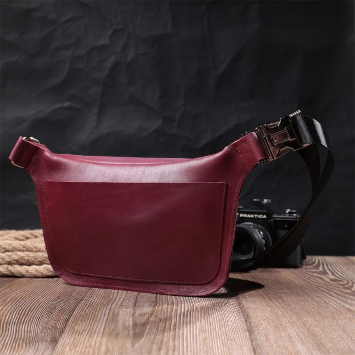 Красивая бананка для женщин из натуральной кожи GRANDE PELLE 22815 розовая