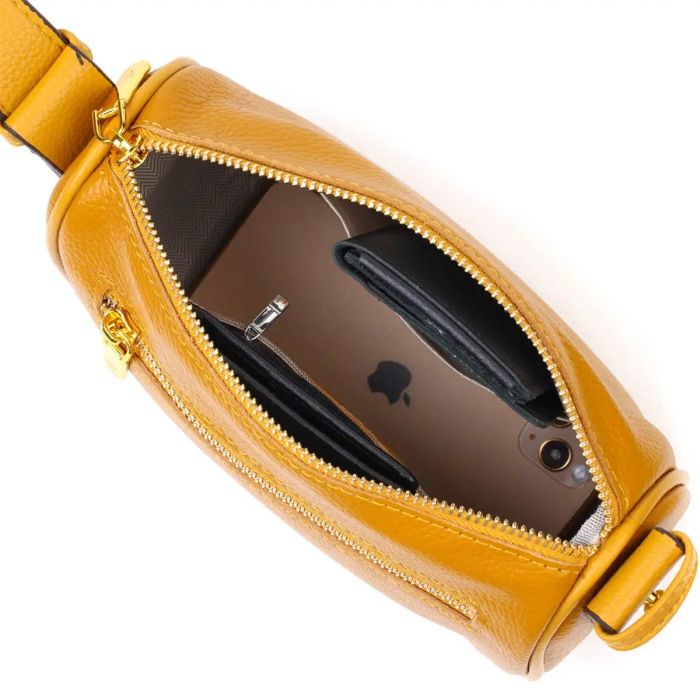 Красива сумка на плече крос-боді з натуральної шкіри 22100 Vintage жовта