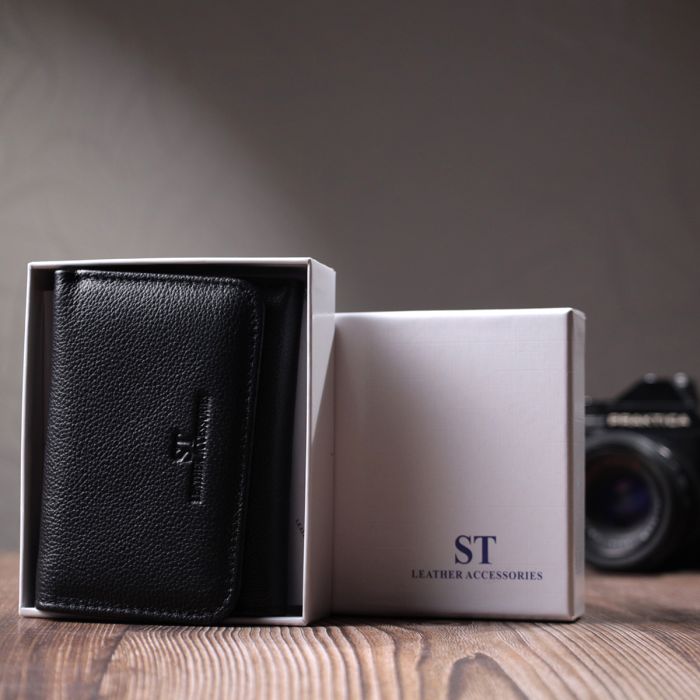 Красиве жіноче портмоне з монетницею з натуральної шкіри ST Leather 22728 чорне