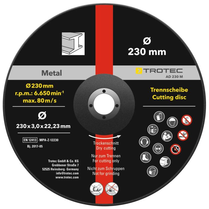Круг відрізний по металу Trotec 230х22.23х3.2 (5 шт) (6225001211)