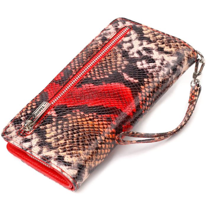 Лаковане портмоне клатч з натуральної шкіри з тисненням під змію Canpellini 21541 різнокольорове