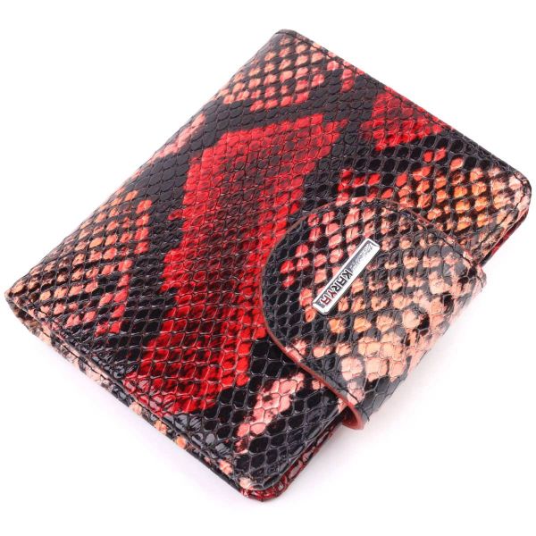 Lacquered women's wallet with snake print KARYA 21338 multi-colored