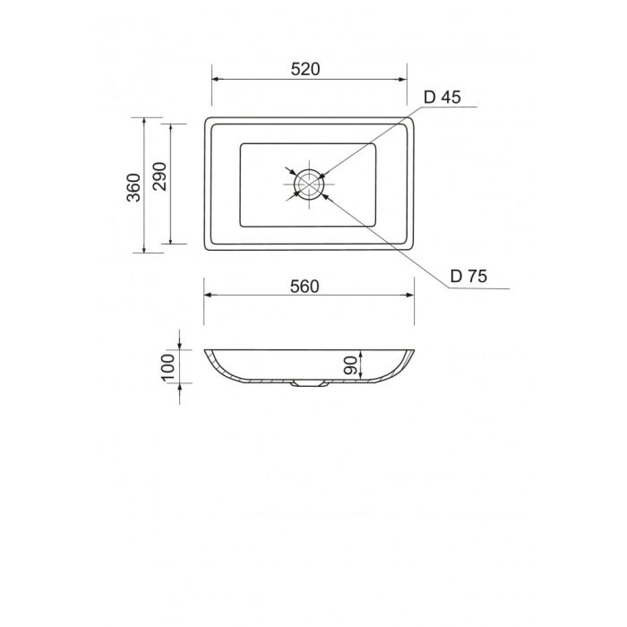 Умивальник Adamant Lower Black-White 560x360