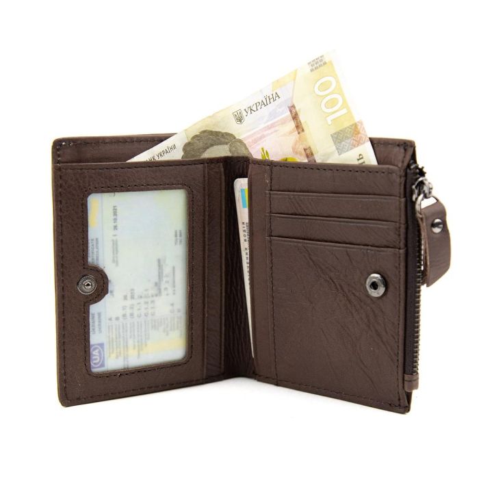 Мягкий кожаный портмоне на кнопке Tiding Bag M39-FA852C коричневый