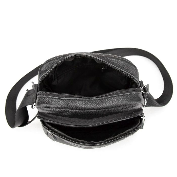 Кожаный компактный мужской мессенджер черный Tiding Bag M56-0080A