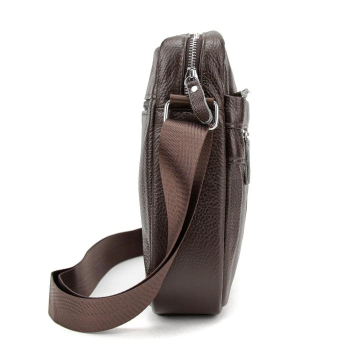 Шкіряний маленький чоловічий месенджер коричневий Tiding Bag M56-0187C