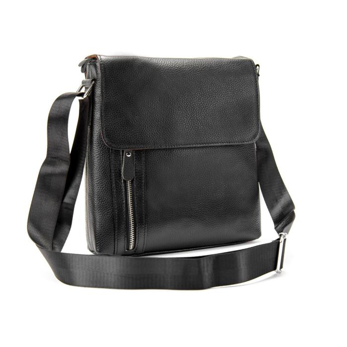Мессенджер черный с клапаном Tiding Bag M56-17195A