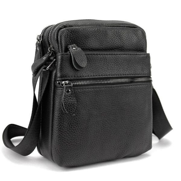 Чоловіча шкіряна сумка через плече Tiding Bag M56-2008A чорна