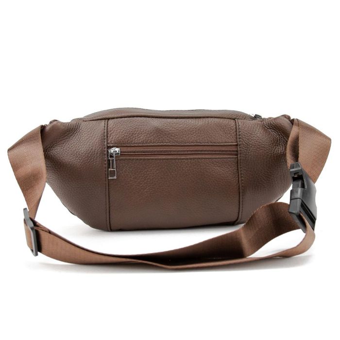Вместительная кожаная сумка на пояс коричневая Tiding Bag M56-2030C