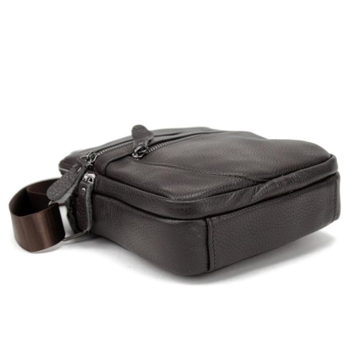 Чоловіча шкіряна сумка через плече Tiding Bag M56-3646-1C коричнева