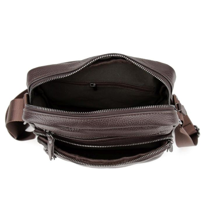 Мужская кожаная сумка через плечо Tiding Bag M56-9981C коричневая