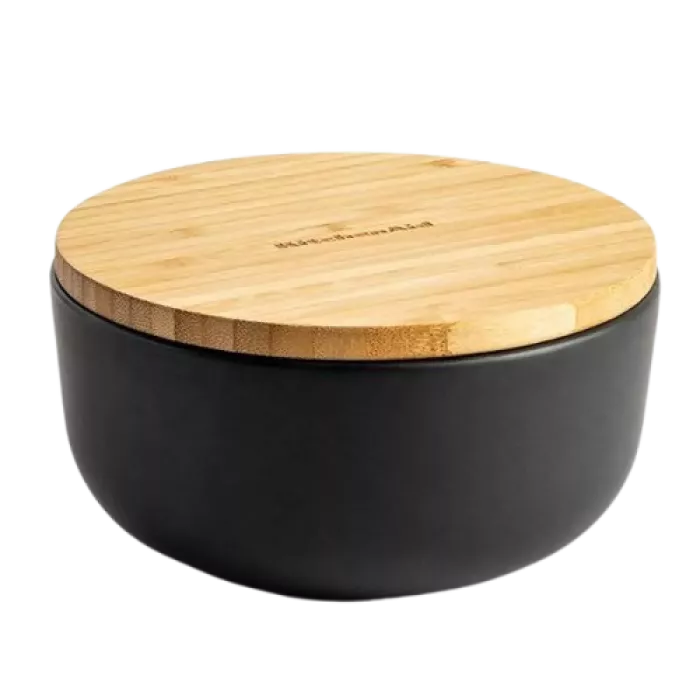 Миска з кришкою KitchenAid Matte Oven-to-table, з чорного керамограніту, 15 см, 1 л (CC004972-001)