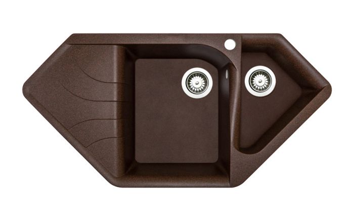 Кухонна мийка Adamant SPIRIT mokko 1000x500x225 мм, кутова з крилом