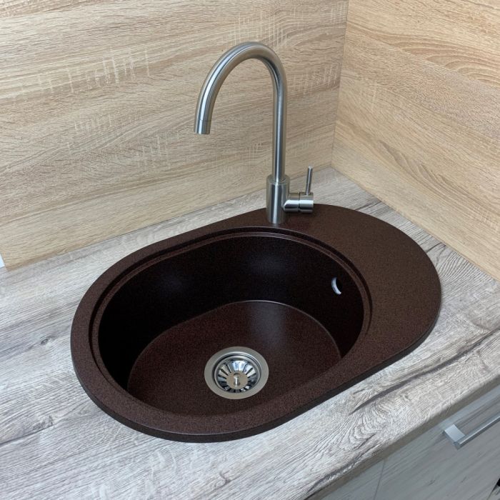 Кухонна мийка Adamant OVALE mokko 610x420x180 мм, з крилом
