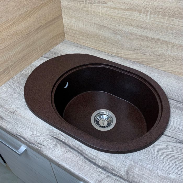 Кухонна мийка Adamant OVALE mokko 610x420x180 мм, з крилом