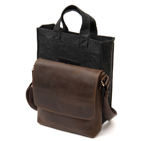 Мужская сумка-мессенджер GRANDE PELLE 11432 коричневый