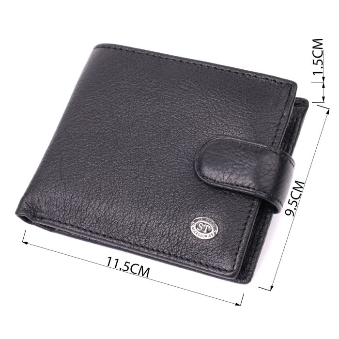 Мужской кошелек среднего размера из натуральной кожи ST Leather 22484 черный