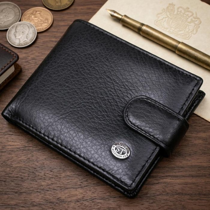 Кожаный мужской купюрник ST Leather 18308 (ST104) черный