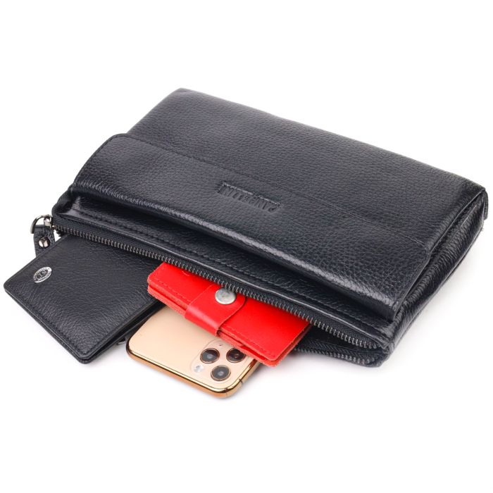 Чоловічий стильний клатч із натуральної шкіри Canpellini 21551 чорний