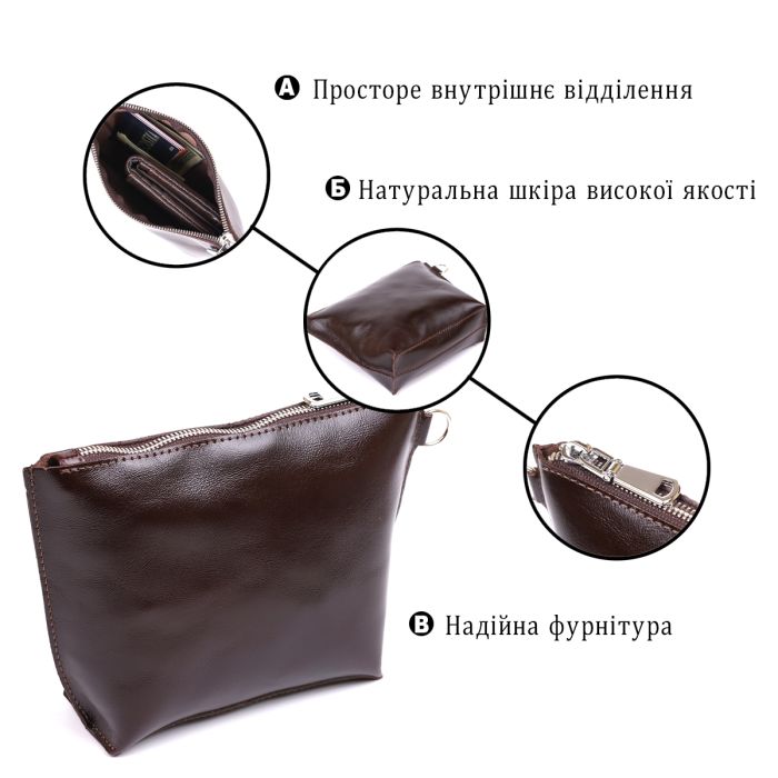 Невелика шкіряна косметичка Shvigel 16414 коричнева