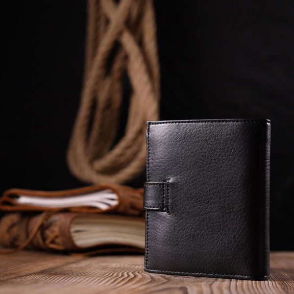 Small men's wallet made of genuine leather KARYA 21040 black