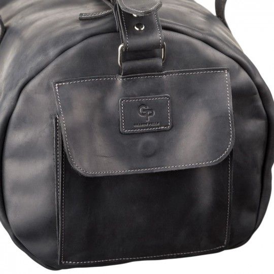 Сумка дорожня Grande Pelle 11046 із вінтажної шкіри чорна