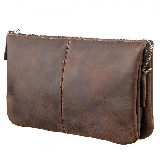 Барсетка чоловіча вінтажна Grande Pelle 11145 шкіряна коричнева