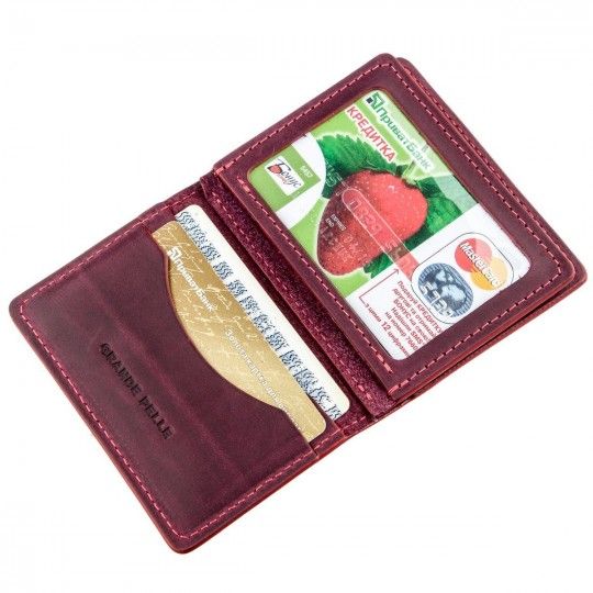 Leather driver's license cover Grande Pelle 11192 burgundy