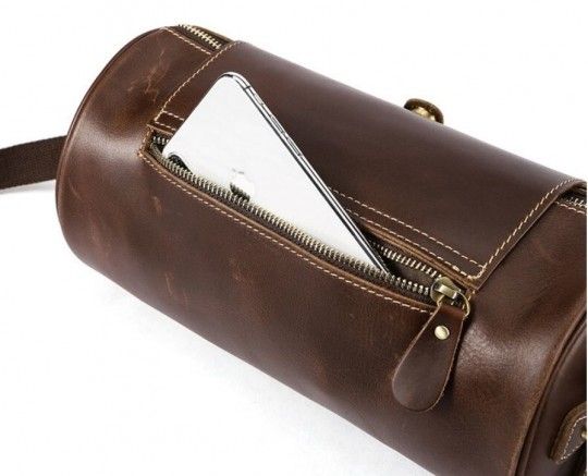 Сумка чоловіча закруглена 14694 Vintage коричнева