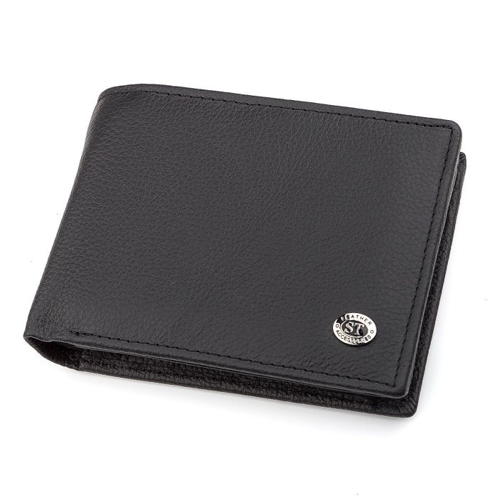Чоловічий гаманець ST Leather 18327 (ST108) із натуральної шкіри чорний