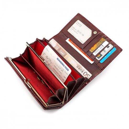 Гаманець жіночий ST Leather 18429 (S8001A) багатофункціональний бордовий